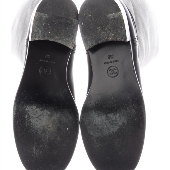 TWO TONE CHANEL RIDING BOOT SZ 38 METALLIC &BLACK - Picture 2 of 12